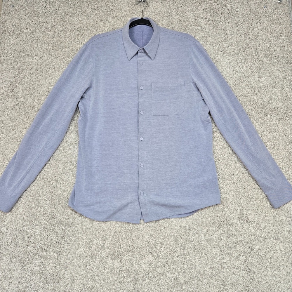 Lululemon Shirt Mens Large Blue Commission Button Up Performance Long Sleeve